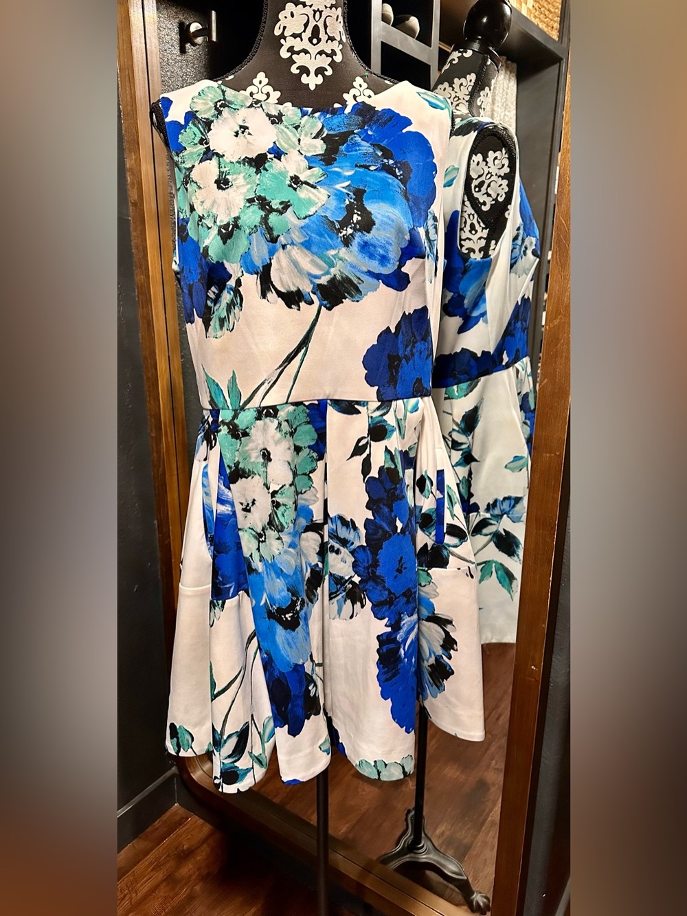 Danny and Nicole Blue Floral Fit-and-Flare Dress size 18W
